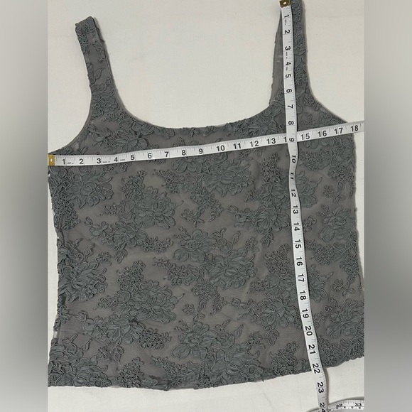Monique Lhuillier Gray Floral Lace Corset Tank Top Silk Lined 14 - Picture 5 of 9